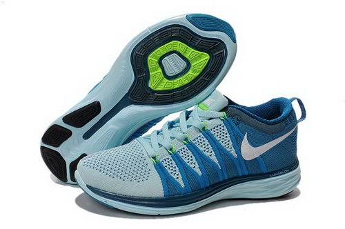 Nike Flyknit Lunar Ii 2 Womens Running Shoes Blue Green White New Inexpensive